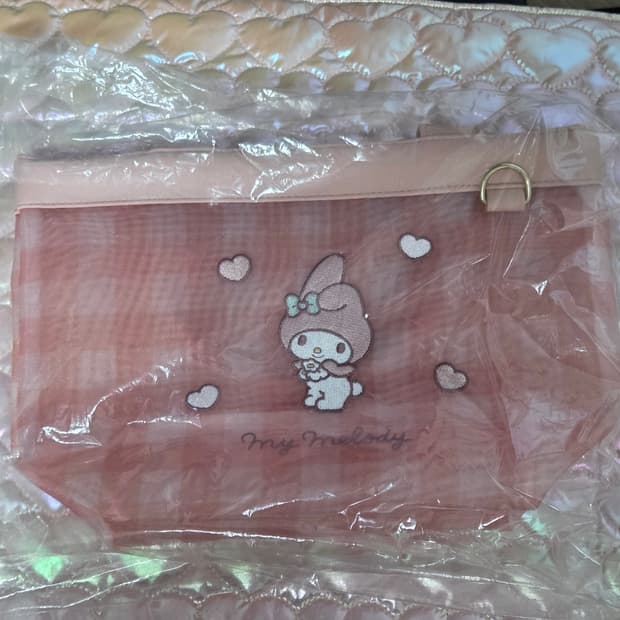 마이멜로디 메쉬 자수 토트백 가방