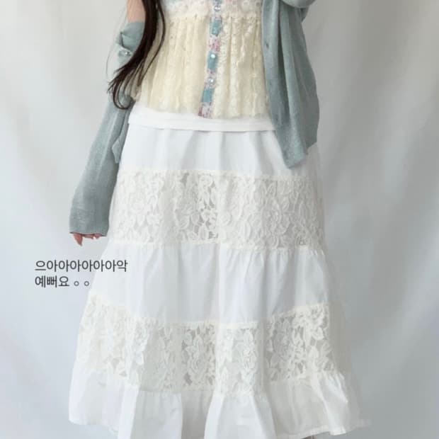4298 SHIZUKA KOMURO 화이트 레이스 스커트