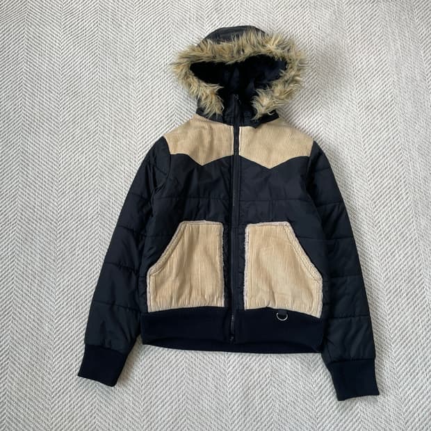 D’SUITE 코듀로이 패널 퍼후드 자켓