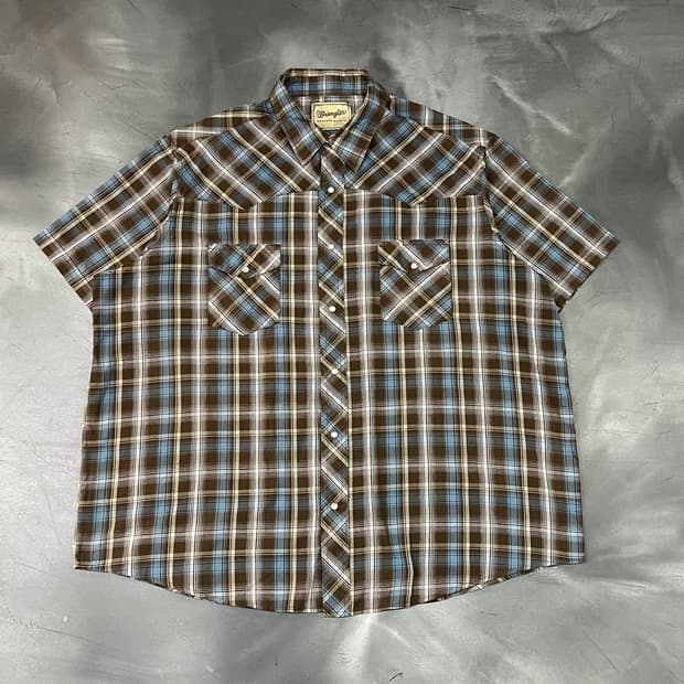  랭글러 체크 웨스턴 하프 셔츠 y16247