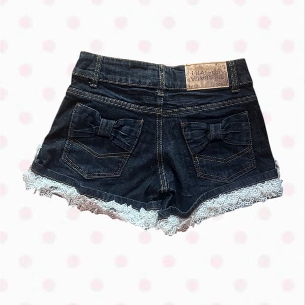 Tralala 트랄랄라 히메 청 리본 레이스 숏팬츠 히메갸루 오네갸루