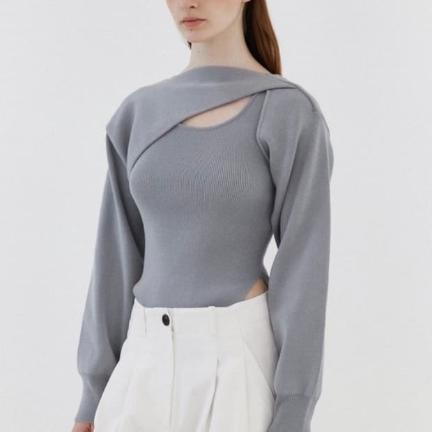 에핑글러 볼레로 세트 니트 데님그레이