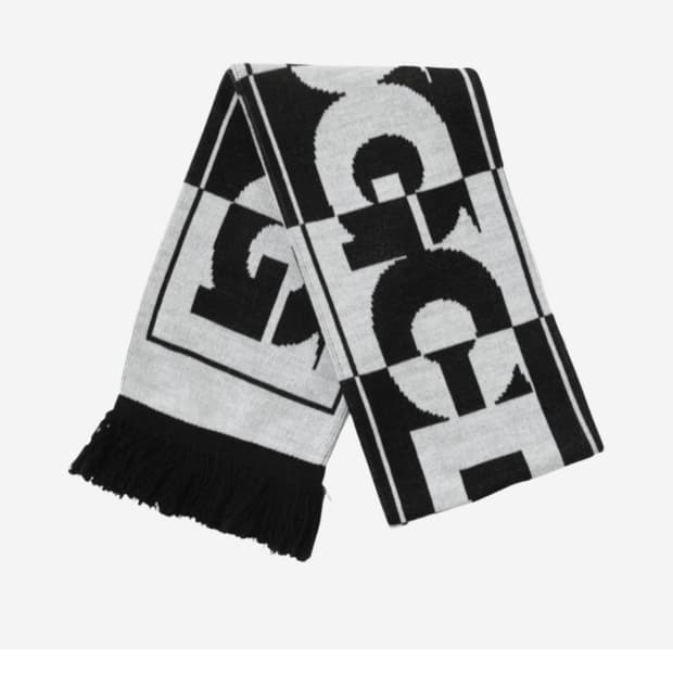 CDG 로고 체크 머플러 화이트 블랙