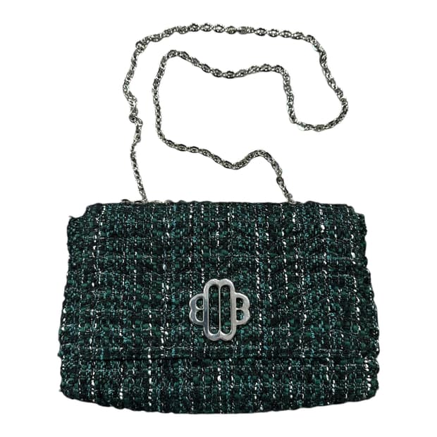 ✨ (바배) 마쥬 클로버 트위드 딥그린 숄더 백