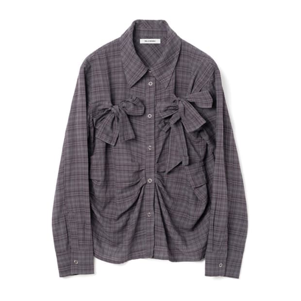 [M]밀로우먼 리본 타이 셔츠 빈티지 퍼플