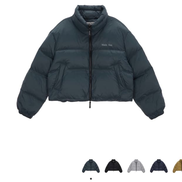 (W) 마뗑킴 하이 넥 클래식 크롭 퍼퍼 다운 점퍼 다크 그린