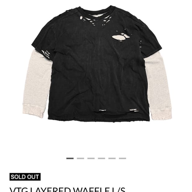 홈리스 레이어드 와플 롱슬리브 워시드 블랙 