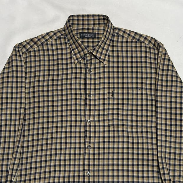 110 입생로랑 옐로우 체크셔츠