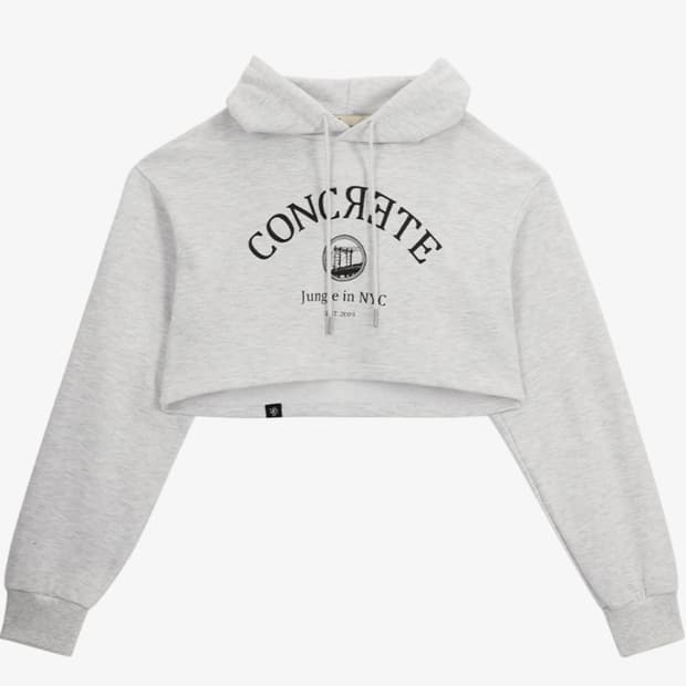 시티브리즈 그래픽 크롭 후드 스웻셔츠_멜란지화이트