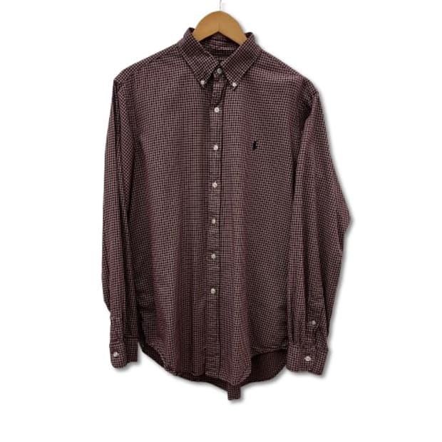 폴로 랄프로렌 버건디 마이크로 체크 버튼다운셔츠