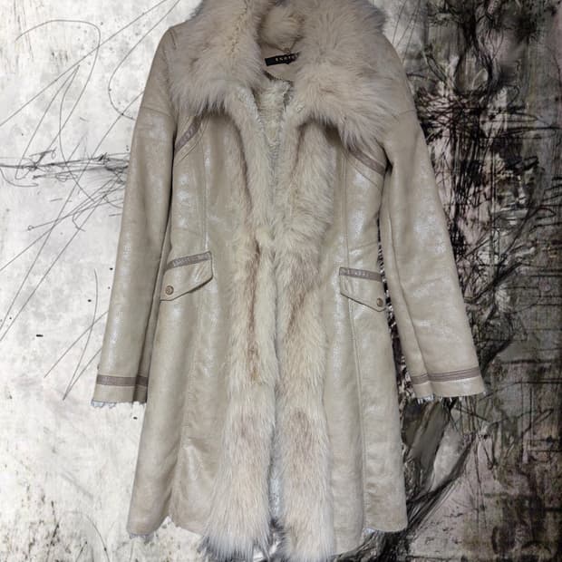 Egoist Ivory fox fur leather coat