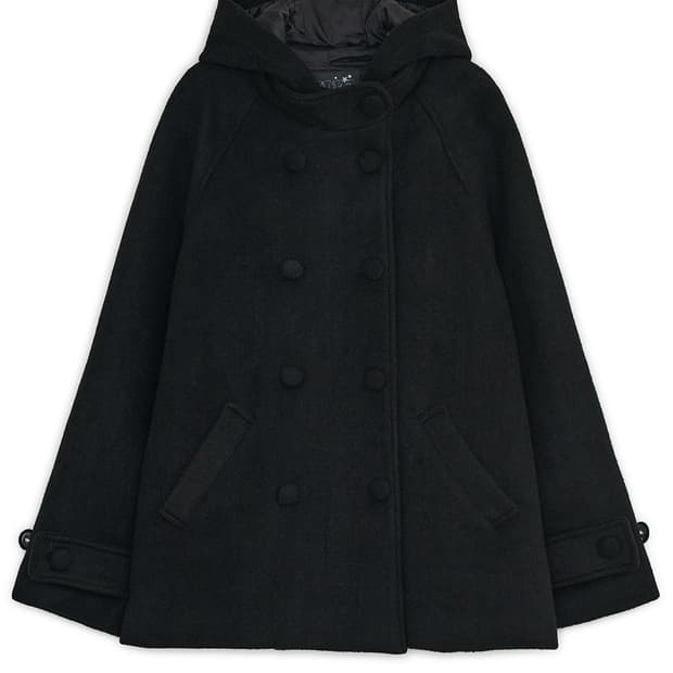 허그유어스킨 후드 하프 코트 블랙