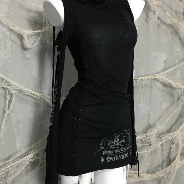 Salvage black long neck dress