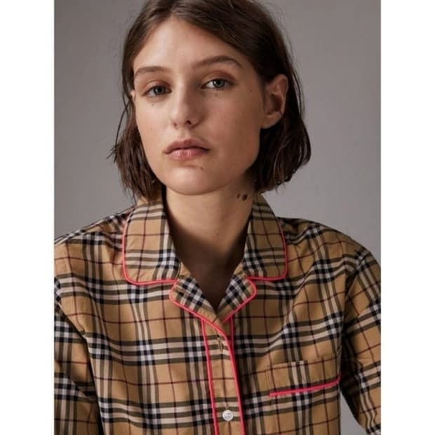 버버리 네온 파이핑 체크 셔츠