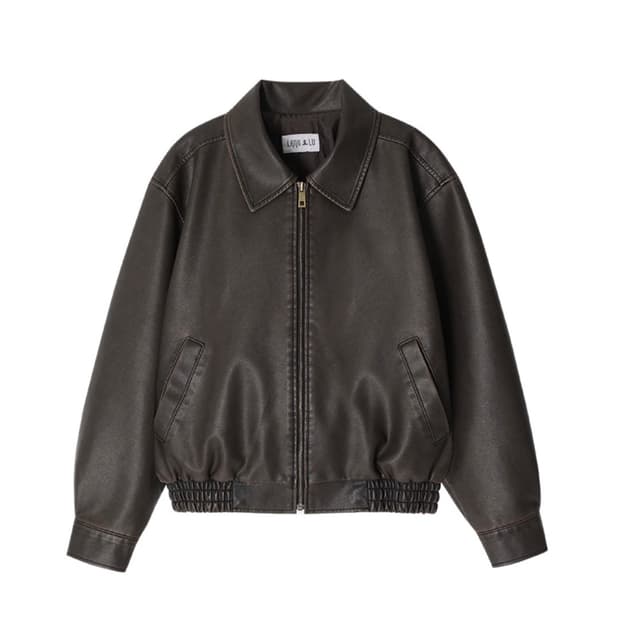 랭앤루 Washing Faux Leather Bomber 가죽자켓