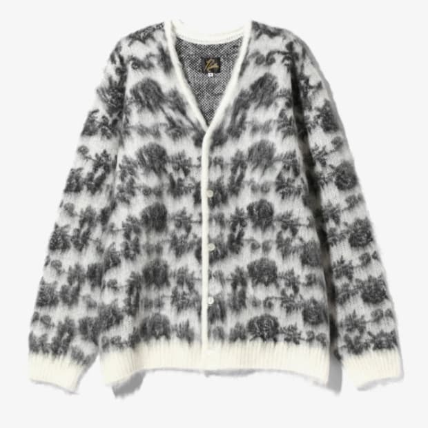 니들스 모헤어 가디건 로즈 화이트 블랙 PU312 XL 공정불량 새 상품