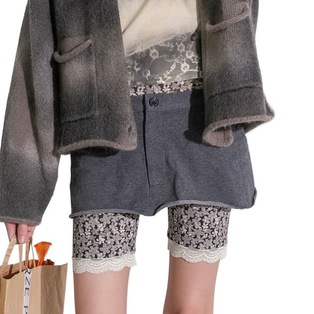 perverze 우먼 레이스 트림 쇼츠 화이트