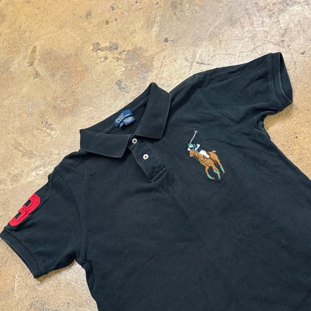 폴로 랄프로렌 블랙 멀티 빅포니 카라 반팔 티