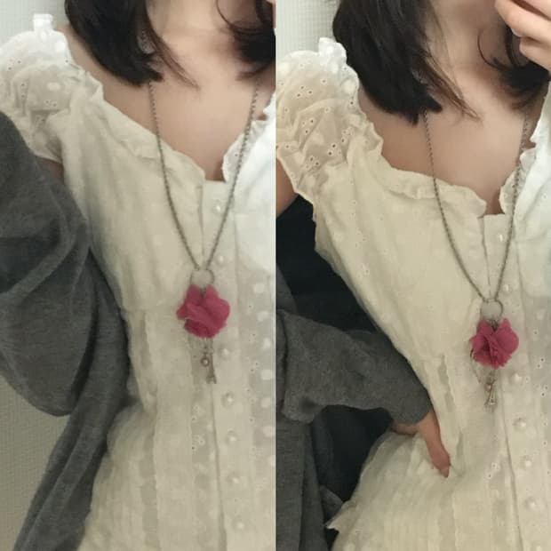 빈티지 로즈핑크 페탈 목걸이