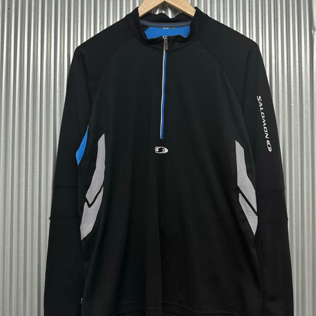 [105(XL)] 살로몬 블랙 하프집업 트레일 액티비티 긴팔 티셔츠