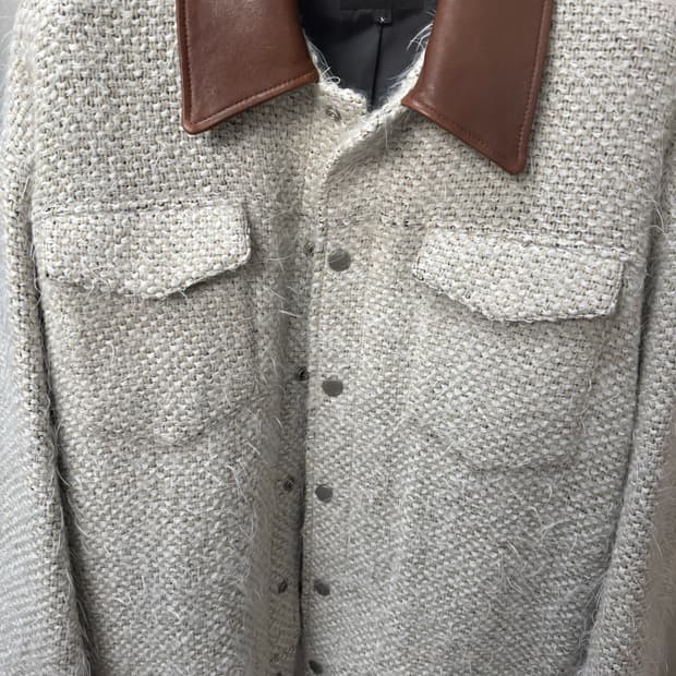 앤드로스(Leather Trimming Cardigan) (Ivory)