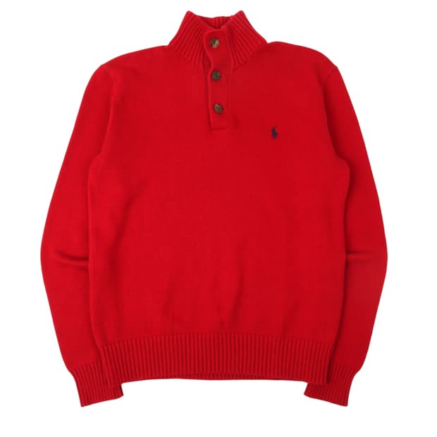폴로 랄프로렌 레드 버튼업 폴라 니트
