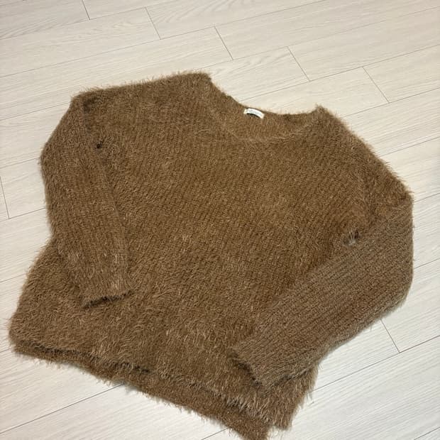 빈티지 카멜 헤어리 니트 스웨터 55사이즈