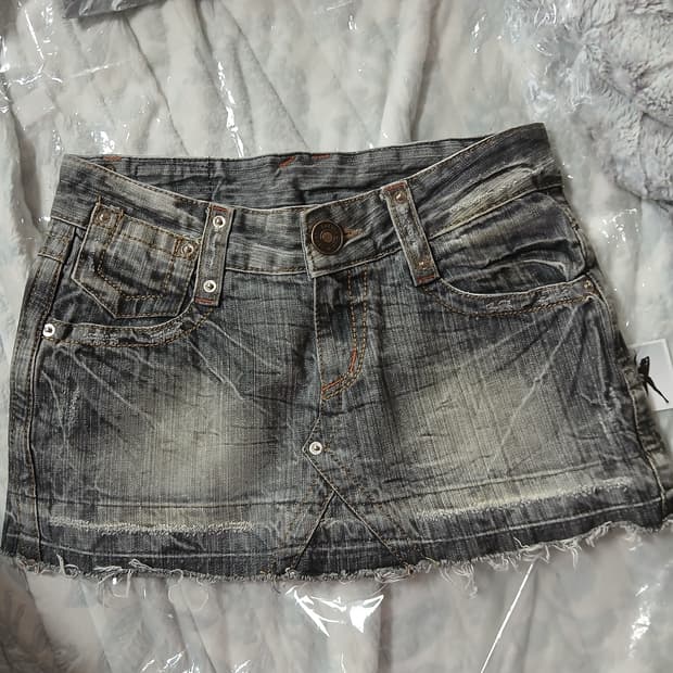 Y2K그레이 워싱미니스커트