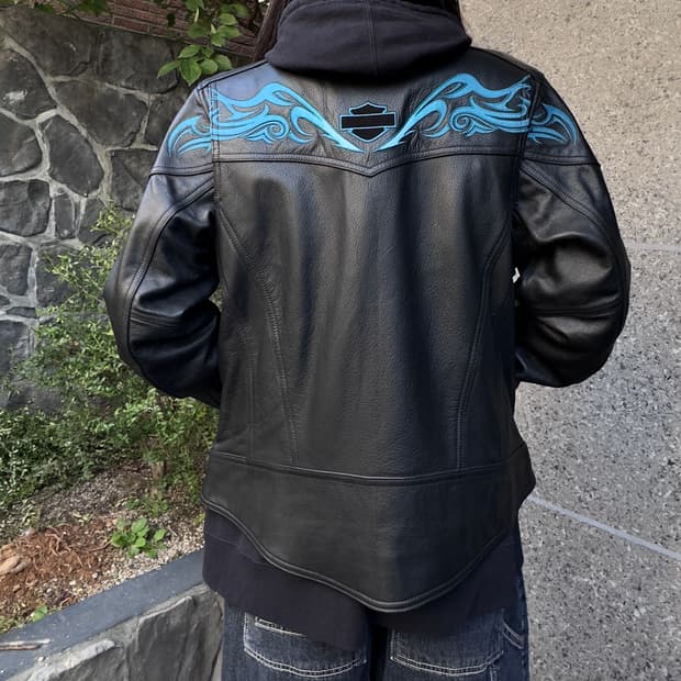 2010년 할리 데이비슨 블루 블레임 가죽 자켓