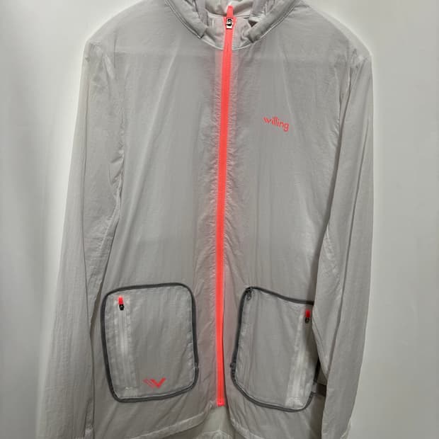윌링(Willing)네온 오렌지 지퍼 바람막이 자켓 100