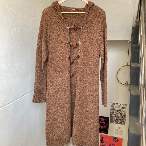 울 떡볶이 롱 니트 가디건