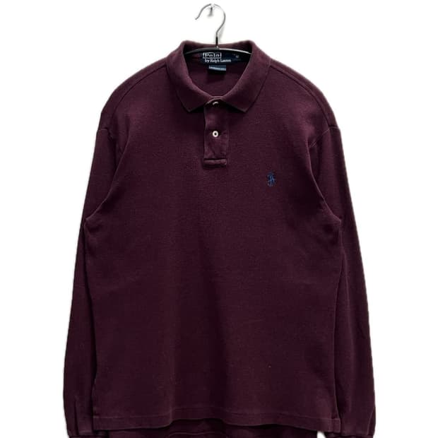 (M) 폴로 랄프로렌 커스텀 핏 긴팔 카라 티 버건디