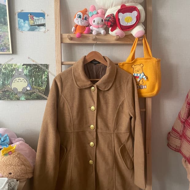 모리걸 빈티지 베이지 둥근 카라 코트💛🧡