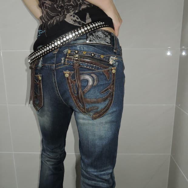 Red Pepper Multi-Zip Low-Rise bootcut