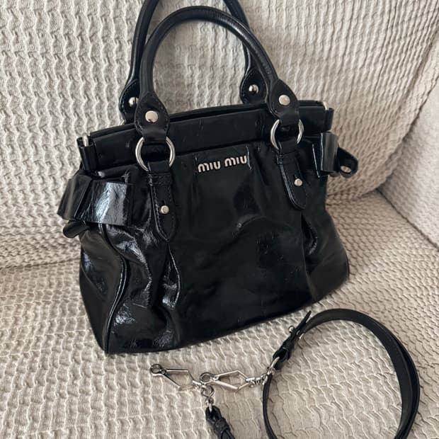 미우미우 비텔로 럭스 보우 사첼백 스몰 토트백 크로스백