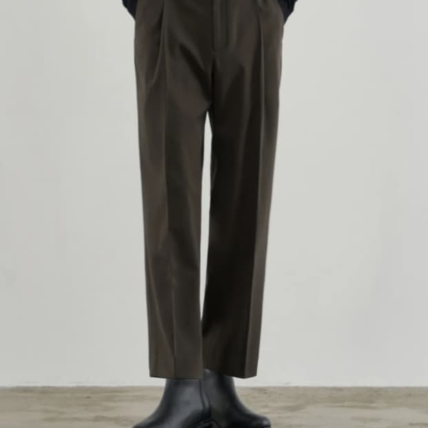 드로우핏/모드 울 릴렉스드 턱 슬랙스 다크브라운/L