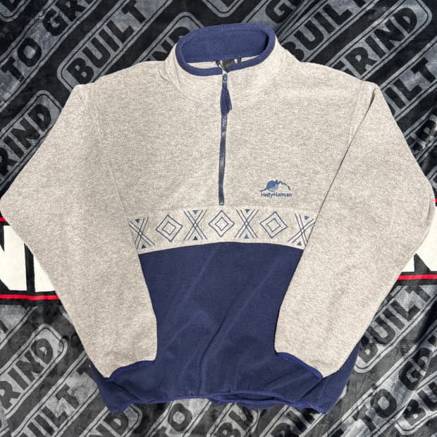 헬리 한센 쿼터 짚 플리스 풀오버 그레이 네이비