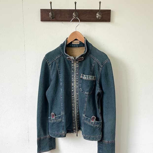 fou foret 스티치 데님 자켓