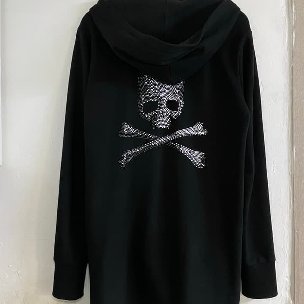 스컬 스터드 롱 후드 집업