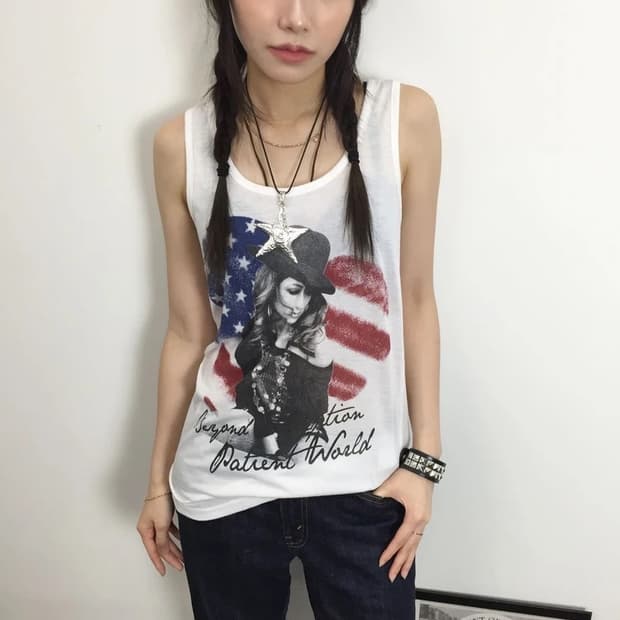 Blue Strive USA Girl Graphic Tank