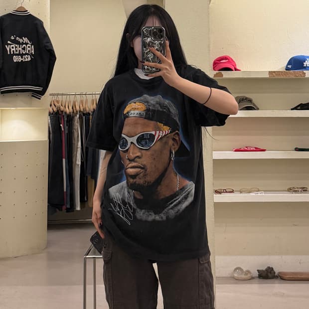 빈티지 데니스 로드맨 프린팅 반팔 티셔츠 U1577