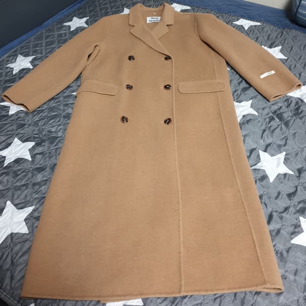 AME STUDIO 핸드메이드 울90% 더블버튼 롱코트 브라운 (F)