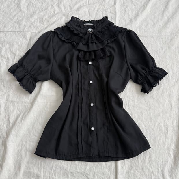 엑시즈팜 고딕 로리타 블랙 엔틱 블라우스