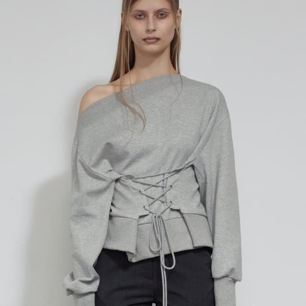 보헴서 코르셋 스웻셔츠 멜란지그레이