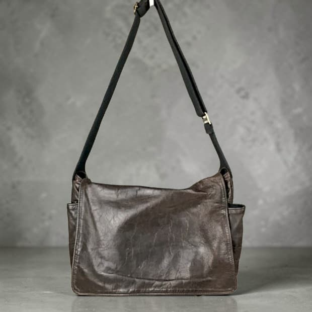 Jas M.B. 쟈스엠비 빈티지 가공 레더 메신저백 이탈리아 장인 포터