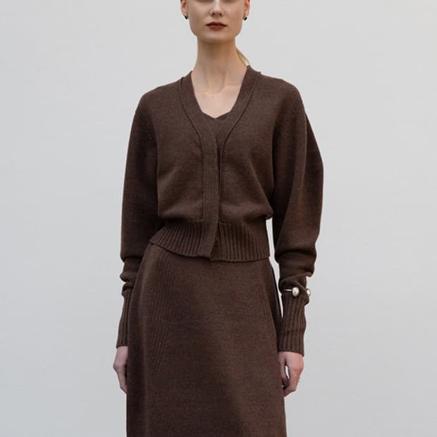 (원가 35.8)로우클래식 브라운 울 가디건