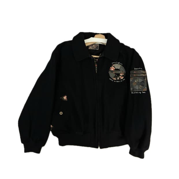 빈티지 블랙 패치워크 디테일 자켓