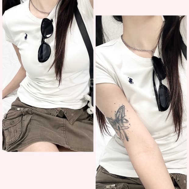 폴로 네이비포니 화이트 반팔