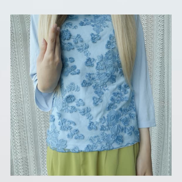 Blue Lace Blouse 블루 레이스 탑