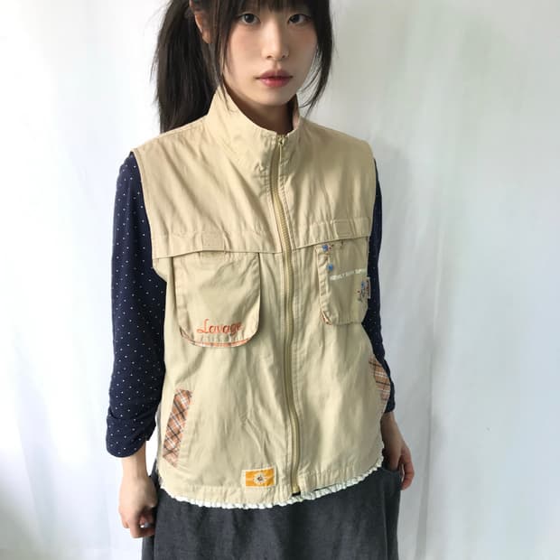 ⊹ Vintage Floral Check Vest